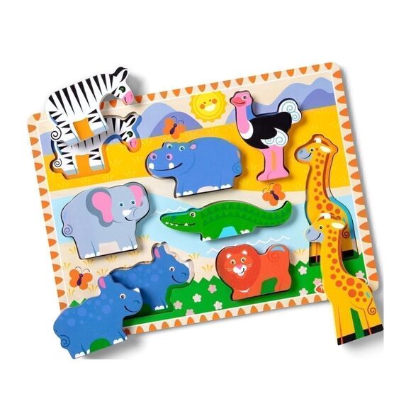 New Melissa & Doug Safari Wooden Chunky Puzzle - Picture 3 of 3